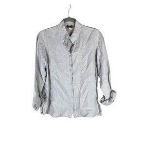 Eileen Fisher 100% Linen Light Gray Button-Up Shirt – Size Small